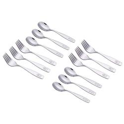 ANNOVA Kids Silverware 12 Pieces Childrens Safe Flatware Set Stainless Steel - 6 x Children Safe Forks, 6 x Children Tablespoons, Toddler Utensils, Metal Cutlery Set Engraved (12)