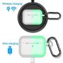 Compatible with AirPods Pro Case Cover Silicone Protective Case Skin for Airpods Pro 2019 (Front LED Visible) Clear Nightglow Green