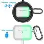 Compatible with AirPods Pro Case Cover Silicone Protective Case Skin for Airpods Pro 2019 (Front LED Visible) Clear Nightglow Green