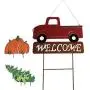 MorTime Hanging Train Welcome Sign with Pumpkin or Christmas Tree, 15'' Metal Train Yard Garden Stake Decor, DIY Thanksgiving Christmas Decorations MorTime Hanging Train Welcome Sign with Pumpkin or Christmas Tree, 15'' Metal Train Yard Garden Stake Decor, DIY Thanksgiving Christmas Decorations