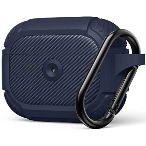 AirPods Pro Case, Full-Body Rugged Protective Cover, Resilient Shock Absorption Design, Durable Smooth Skin Case with Keychain for AirPod Pro 2019 - Midnight Blue