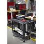Rubbermaid Commercial Products 2-Shelf Utility/Service Cart, Small, Lipped Shelves, Ergonomic Handle, 500 lbs. Capacity, for Warehouse/Garage/Cleaning/Manufacturing (FG450088BLA)