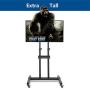 Rfiver Mobile TV Stand Rolling Cart with Tilt Mount/Locking Wheels for 37-80Inch Flat Screen/Curved TVs, Height Adjustable Floor Stand with Laptop Shelf, Portable Outdoor Display Trolley, Extra Tall