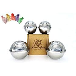 LITTLEFUN 304 Stainless Steel Bath Bomb Mold with 2 Sizes 4 Sets 8 Pieces Hemispheres for Making Your DIY Craft Soap ✮Unique Design Latch for Large Mold ✮ Mix Your Own Recipes ✮ Free 2 Gift Bags