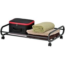 MyGift 24-Inch Rolling Metal Under-Bed Storage Cart with Rotating Wheels