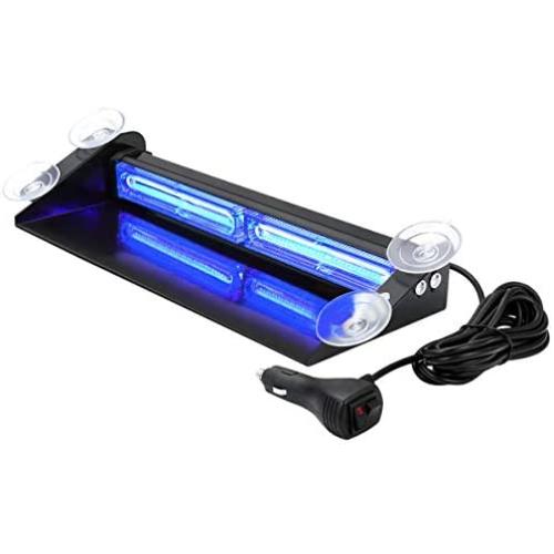 Aluminum Blue LED Emergency Strobe Dash Lights for Trucks Cars Volunteer Firefighter EMT First Responder POV with Suction Cups, WOWTOU 24W Vehicle Interior Front Windshield Rear Window Warning