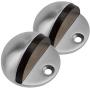 Gizhome 2 Pieces Round Door Stop, Heavy Duty Simple Doorstop Floor Mount, Solid Metal 304 Stainless Steel with Rubber Pad Cylindrical Ground Screw for Home Office Hotel Workstation, Brushed Silver