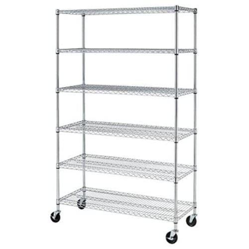 18x48x76 Storage Shelves Heavy Duty Metal Shelves Garage Organizer Wire Rack Shelving Storage Unit Shelf Adjustable Utility 6000 LBS Capacity,Chrome