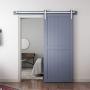 SMARTSTANDARD 6 Feet Brushed Nickel Sliding Barn Hardware Kit-Sturdy Silvery Track-Smoothly and Quietly-Simple and Easy to Install-Fit 36'' Wide Door Panel (I Shape Hanger)