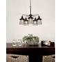 Kira Home Rowan 26'' 5-Light Rustic Farmhouse Chandelier + Metal Cage Shades, Textured Black Finish