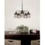 Kira Home Rowan 26'' 5-Light Rustic Farmhouse Chandelier + Metal Cage Shades, Textured Black Finish