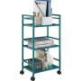 Ameriwood Home Marshall 3-Shelf Metal Rolling Utility Cart, Teal