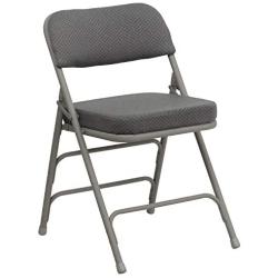 Flash Furniture HERCULES Series Premium Curved Triple Braced & Double Hinged Gray Fabric Metal Folding Chair