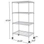 JS HANGER Wire Shelving Unit, 4-Tier Heavy Duty Height Adjustable Rolling Metal Shelves for Storage, 440 lbs Capacity, 23.23W X 13.4D X 47.24H, Silver