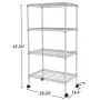 JS HANGER Wire Shelving Unit, 4-Tier Heavy Duty Height Adjustable Rolling Metal Shelves for Storage, 440 lbs Capacity, 23.23W X 13.4D X 47.24H, Silver