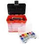 Storage and Toolbox- Durable Organizer Utility Box with 4 Compartments for Hardware, Fish Tackle, Beads, and More by Stalwart (Red) (75-3182A)