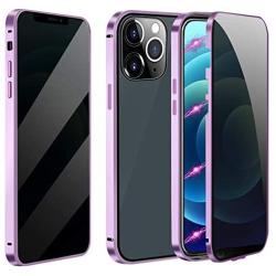 Magnetic Case for iPhone 7 Plus/8 Plus, Anti Peep Magnetic Double-Sided Privacy Screen Protector Clear Back Metal Bumper Antipeep Cases Anti Peeping 2 Sided Cover for iPhone 7 Plus/8 Plus-Purple