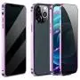 Magnetic Case for iPhone 7 Plus/8 Plus, Anti Peep Magnetic Double-Sided Privacy Screen Protector Clear Back Metal Bumper Antipeep Cases Anti Peeping 2 Sided Cover for iPhone 7 Plus/8 Plus-Purple