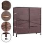 WAYTRIM 4-Tier Wide Drawer Dresser, Storage Unit with 8 Easy Pull Fabric Drawers and Metal Frame, Wood Top, Organizer Unit for Bedroom, Hallway, Entryway, Closets, 31.5 x 11.81 x 32.12 Inches - Brown