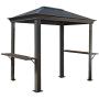 Sojag 5 x 8 Mykonos Hardtop Grill Gazebo with Shelving Outdoor Sun Shelter, Dark Grey