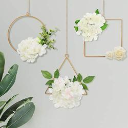 6 Pieces Metal Floral Hoop Wreath Geometric Hoop Wreath Frame Round Triangle Square Hoop Frame Flower Garland Hanging Pendant for DIY Flower Arrangement Macrame Wall Hanging Wedding Wall Decor