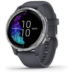 Garmin Venu, GPS Smartwatch with Bright Touchscreen Display, Features Music, Body Energy Monitoring, Animated Workouts, Pulse Ox Sensors and More, Granite Blue and Silver