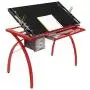 Futura Crafting, Drafting, Drawing Table with Adjustable Top, Red and Black Glass Futura Crafting, Drafting, Drawing Table with Adjustable Top, Red and Black Glass