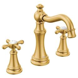 Moen TS42114BG Weymouth Two Widespread Cross Handle Bathroom Faucet Trim Kit Valve Required, Brushed Gold