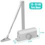 Door Closer Automatic Adjustable Mechanism, Hydraulic Gate Closer Easy Installation Residential and Commercial Door Arm Fitting Template for Middle-Weight Wood Metal Fire Doors
