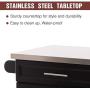 HOMCOM Wood Stainless Steel Multi- Storage Rolling Kitchen Island Utility Cart with Wheels - Black