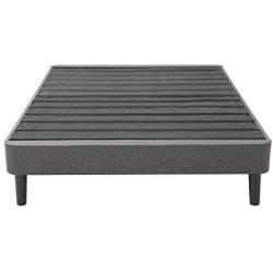 Classic Brands Claridge Upholstered Mattress Foundation | Platform Bed | Metal Frame with Wood Slat Support | Grey, Queen