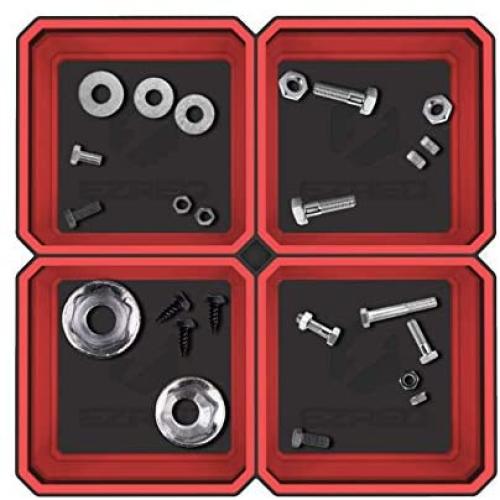 E-Z Red RD Expandable Organization EZTRAY-Q Made from Strong and Flexible Silicone Body and Magnetic ABS Plate Parts Tray, One Large