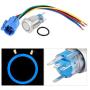 Push Button Switch,12V Blue LED 0.7in Metal Push Button ON/OFF Switch Accessory Part for Auto Motorcycle