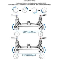 JZBRAIN Commercial Faucet with Sprayer 8 Inch Center 42'' Height Commercial Wall Mount Faucet Pre-Rinse Kitchen Sink Fuacet with 12'' Swing Spout Fit for 3 Compartment Sink