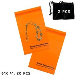 A-ONE Zip Lock Storage VCI Bags for Tarnish Prevention on Ferrous Metals, Corrosion Prevention Bags with Zipper, 4'' X 6'' (20 PCS) + Velvet Bags (Without Tarnish Prevention Function) 2 PCS