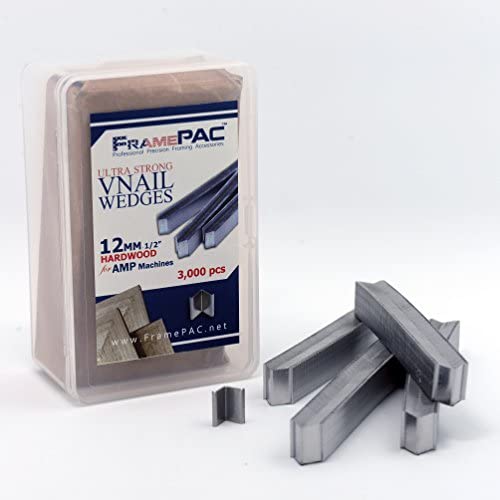 V Nails for Hardwood Picture Frames - 12mm (1/2 Inch) - [3000 V-Nail Pack, Stacked] - AMP - Ultra Strong Vnail Wedges for Picture Framing - Joining Picture Frame Corners