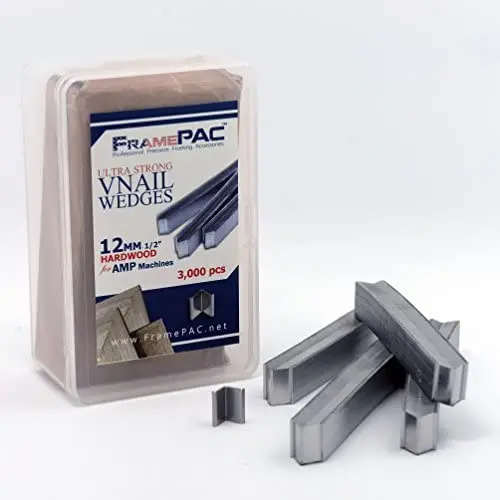 V Nails for Hardwood Picture Frames - 12mm (1/2 Inch) - [3000 V-Nail Pack, Stacked] - AMP - Ultra Strong Vnail Wedges for Picture Framing - Joining Picture Frame Corners