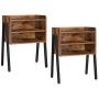 HOOBRO Nightstand Set of 2, Stackable End Table with 2 Open Front Storage Compartments, 3 Tier Bedside Tables for Small Spaces, Wood Look Accent Table with Metal Frame, Rustic Brown BF02BZP201