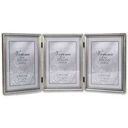 Lawrence Frames Antique Pewter 5x7 Hinged Triple Picture Frame - Bead Border Design