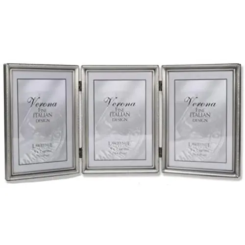 Lawrence Frames Antique Pewter 5x7 Hinged Triple Picture Frame - Bead Border Design Lawrence Frames Antique Pewter 5x7 Hinged Triple Picture Frame - Bead Border Design