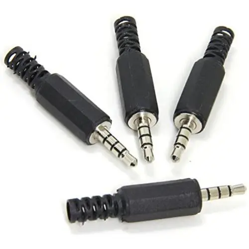 Ancable Replacement 4-Pack TRRS Male Plug 4 Pole 1/8'' 3.5mm Solder Type DIY Audio Cable Connector for Repair Headphones Headset Ancable Replacement 4-Pack TRRS Male Plug 4 Pole 1/8'' 3.5mm Solder Type DIY Audio Cable Connector for Repair Headphones Headset