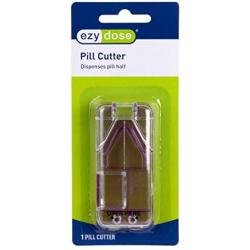 Ezy Dose Pill Cutter and Splitter with Dispenser, Cuts Pills, Vitamins, Tablets, Stainless Steel Blade, Travel Sized, Assorted Colors