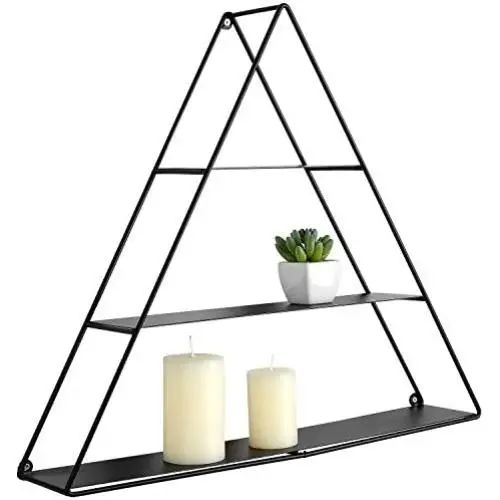 MyGift 3 Tier Triangular Matte Black Metal Display Shelf, Wall Mounted Pyramid Rack MyGift 3 Tier Triangular Matte Black Metal Display Shelf, Wall Mounted Pyramid Rack