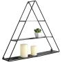 MyGift 3 Tier Triangular Matte Black Metal Display Shelf, Wall Mounted Pyramid Rack
