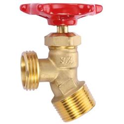 Litorange Solid Brass Backyard 65 Degree Elbow Stop Valve Hose Bibb Solder NPT 3/4'' Male Thread to MHT 3/4'' Inch Male Threaded Garden Hose Connector Adapter Water Shut-Off Valve Faucet