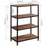 GreenForest Industrial Bookcase 4 Tier Rustic Bookshelf Metal Frame for Home and Office Walnut