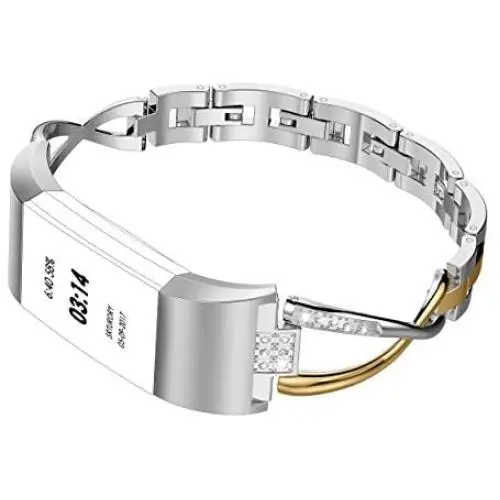 Wearlizer Replacement for Fitbit Charge 2 Bands for Women Metal Bangle/Bracelet/Assesories/Straps/Wrist Band for Fitbit Charge hr 2 Women Small Large
