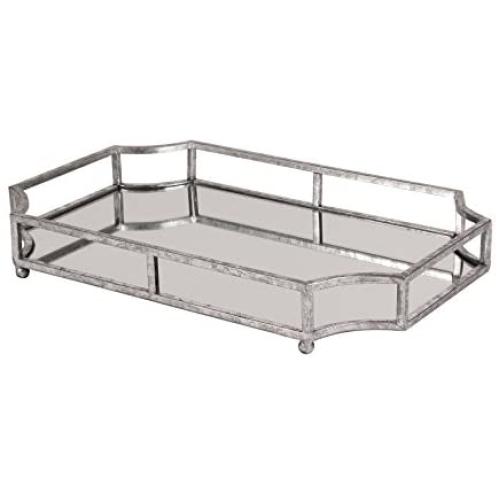 Kate and Laurel Ciel Metal Mirrored Ornate Scalloped Decorative Tray, Silver