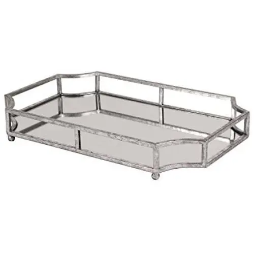 Kate and Laurel Ciel Metal Mirrored Ornate Scalloped Decorative Tray, Silver Kate and Laurel Ciel Metal Mirrored Ornate Scalloped Decorative Tray, Silver