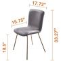 Art Leon Velvet Chairs, Mid Century Upholstered Kitchen Dining Chairs with Gold Metal Legs, Set of 2, Grey